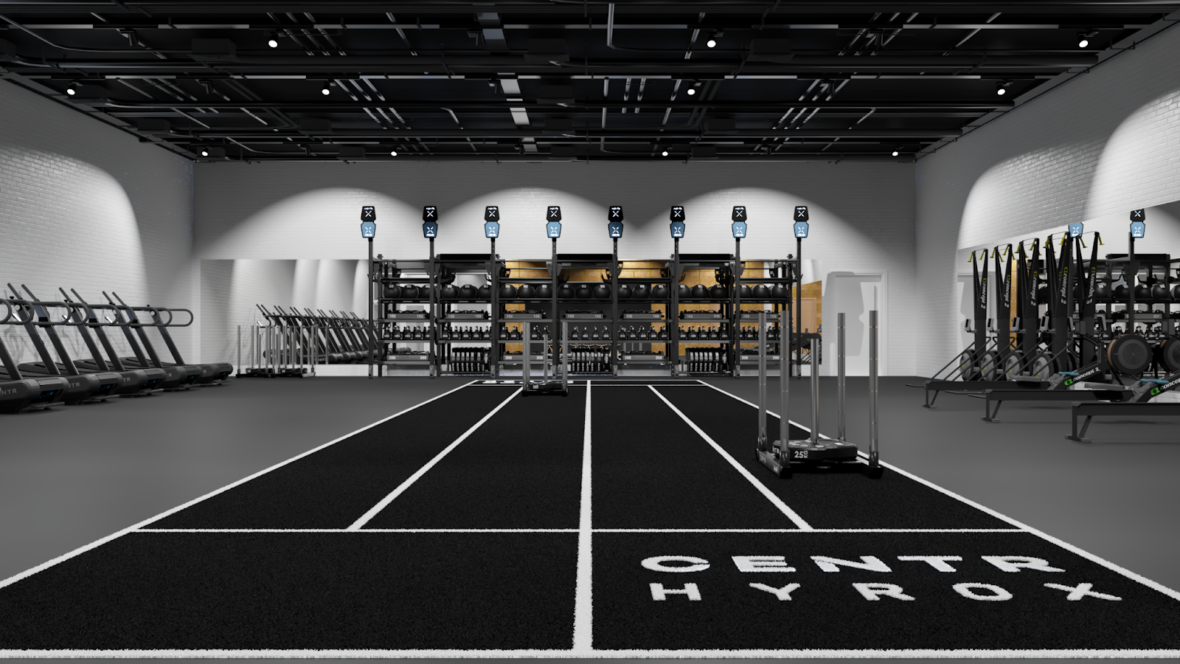 Hyrox and Centr co-branded turf field