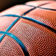 A close-up image of a basketball.