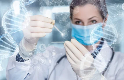 Scientist studying DNA