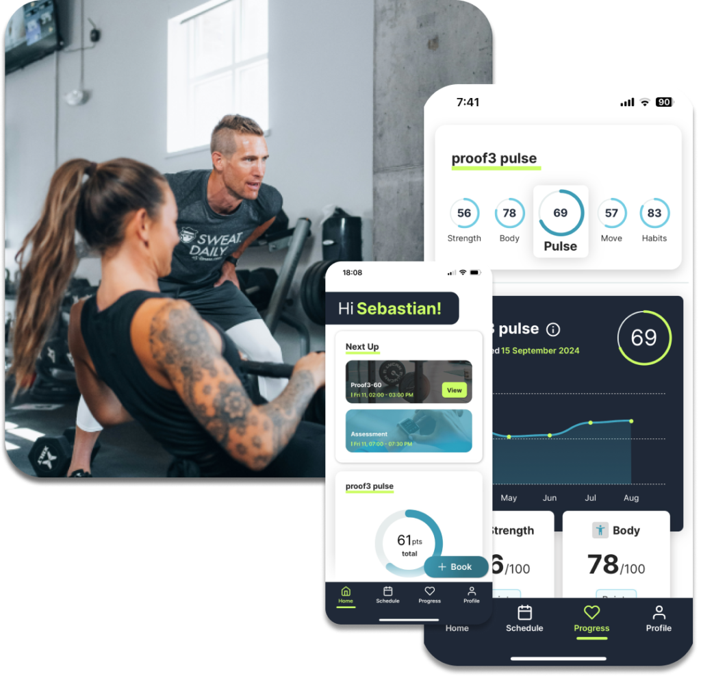 Proof3 fitness app interface