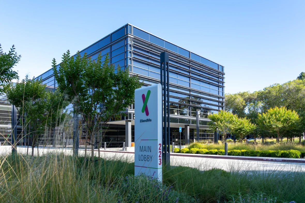 An exterior shot of the California-based 23andMe's headquarters.