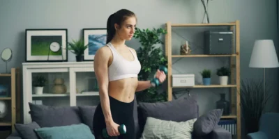 a woman working on with a virtual program at home.