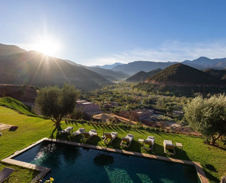 pool overlooks the mountains