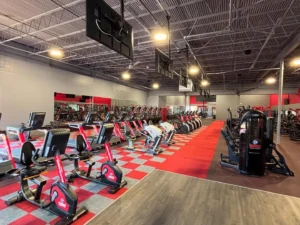 fitness equipment inside a Workout Anytime Gym