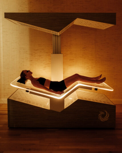 woman getting LED light treatment