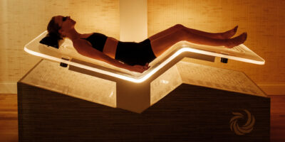 woman getting LED light treatment