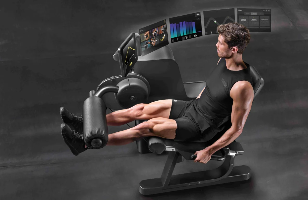 Man on leg extension machine