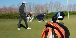 Golfers on the green.