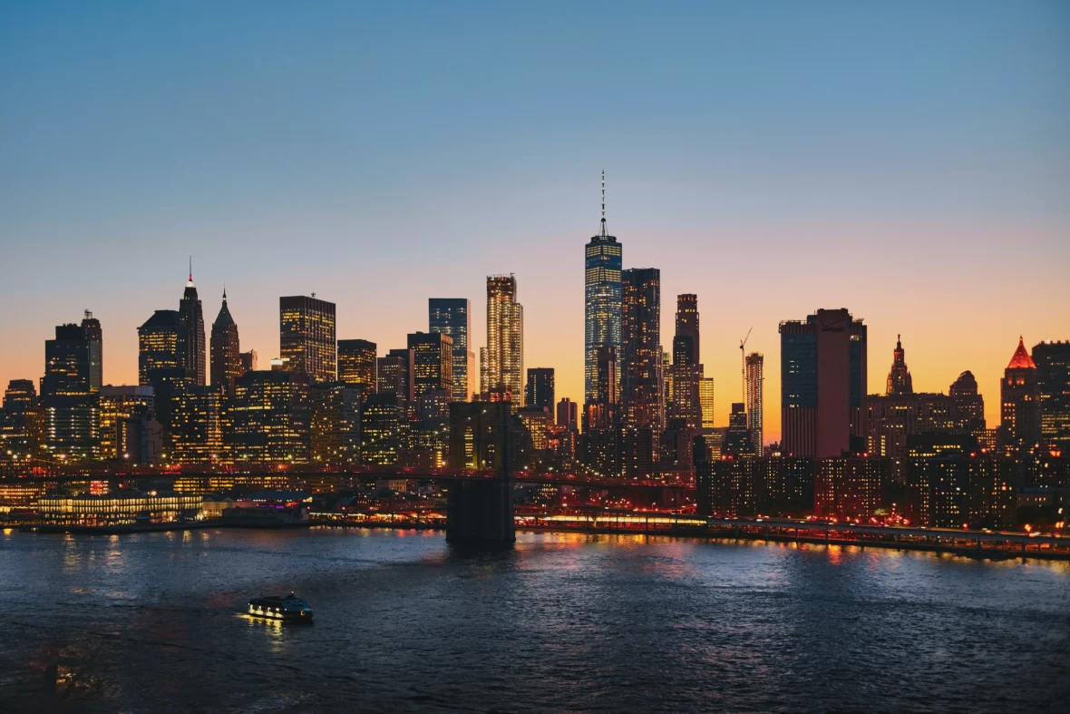 A skyline of New York City.