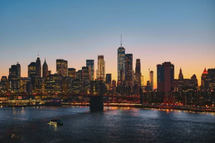 A skyline of New York City.