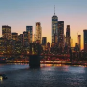 A skyline of New York City.
