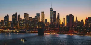 A skyline of New York City.