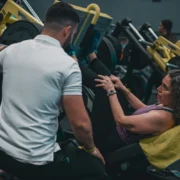 a trainer with a client