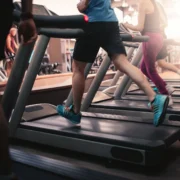 man runs on a treadmill