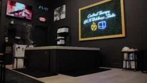 lobby of a wellness lounge