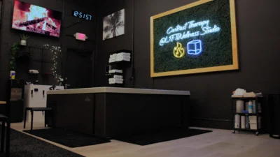 lobby of a wellness lounge