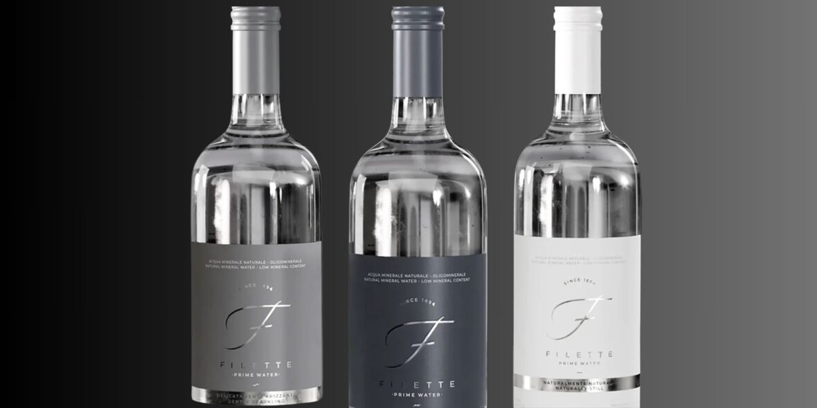 A line-up for Filette mineral water.