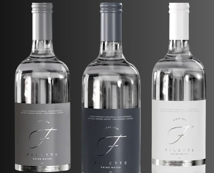 A line-up for Filette mineral water.