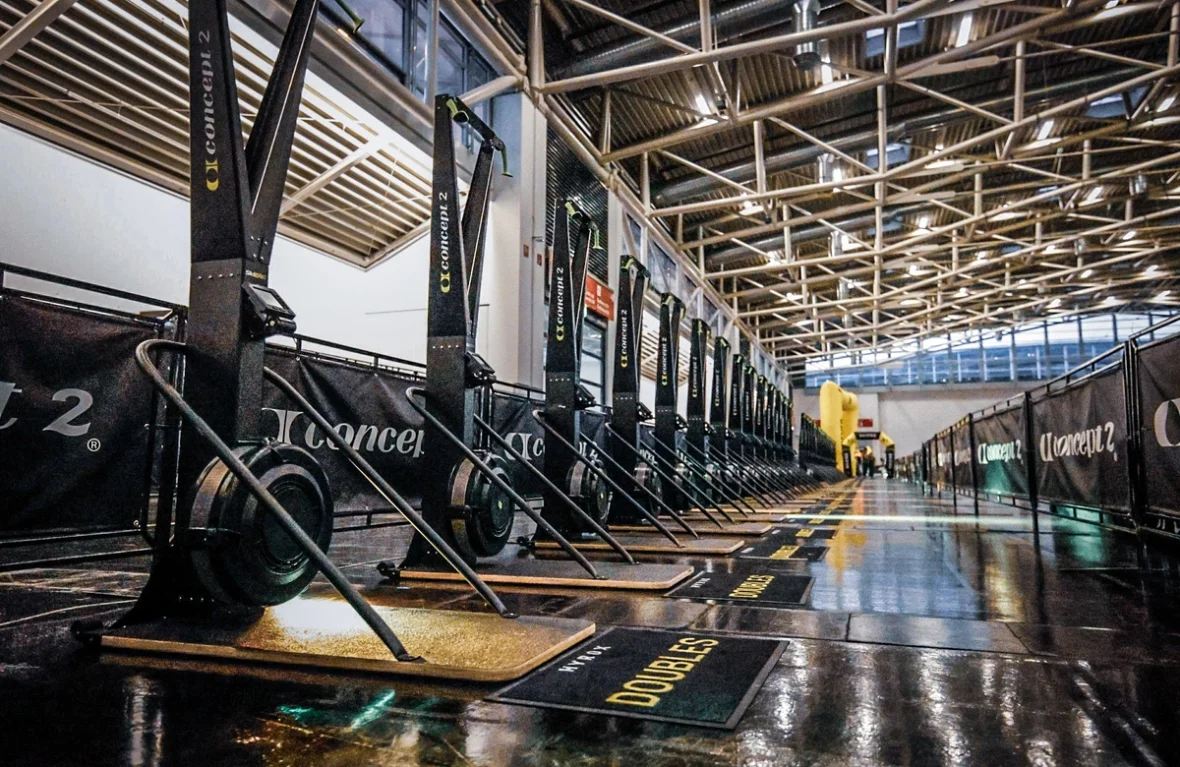 view of gym with ski ergs