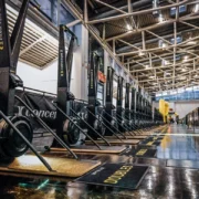 view of gym with ski ergs
