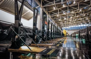 view of gym with ski ergs