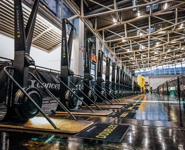view of gym with ski ergs