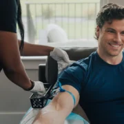A man getting bloodwork done.