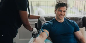 A man getting bloodwork done.