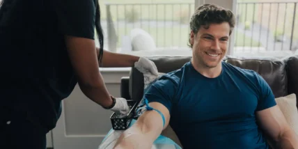 A man getting bloodwork done.