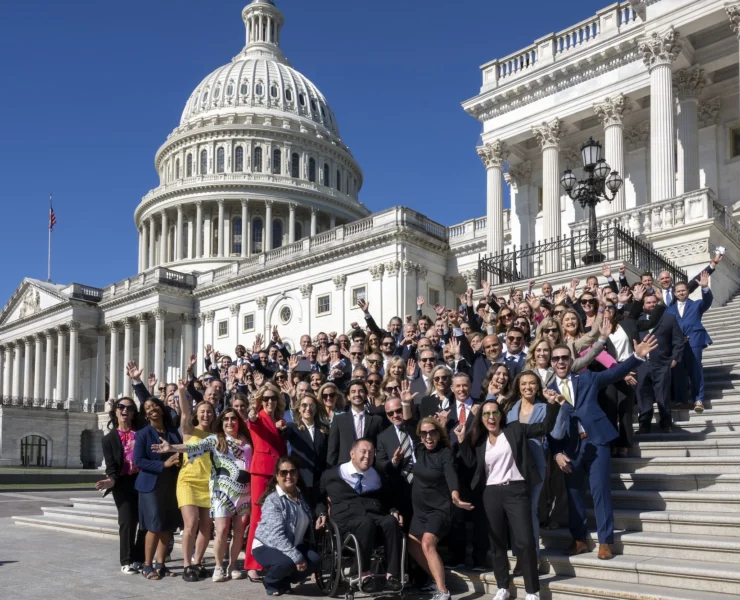 fitness industry leaders pose for a photo on the steps at Capitol Hill