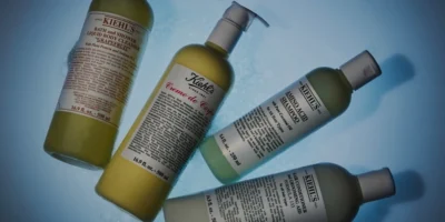 Bottles of Kiehl's products.