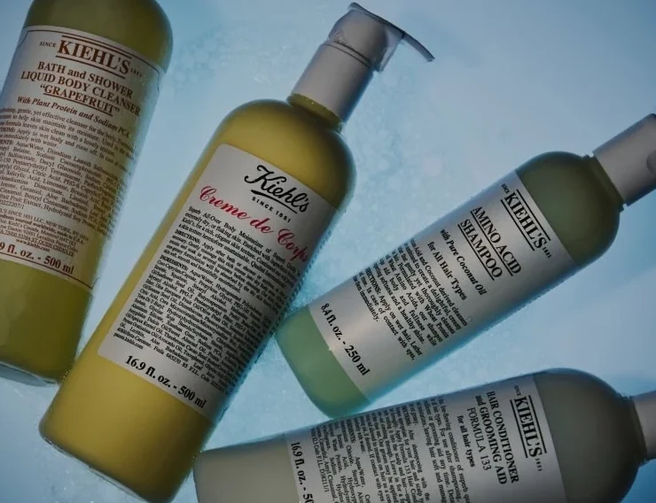 Bottles of Kiehl's products.