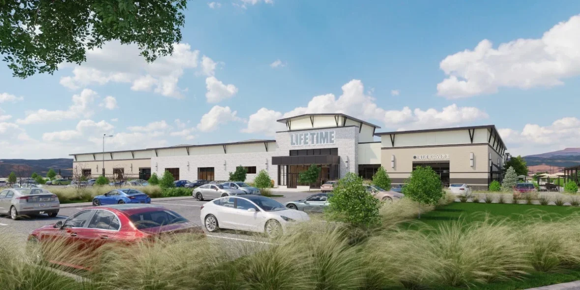 Exterior rendering of a new Life Time club