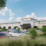 Exterior rendering of a new Life Time club