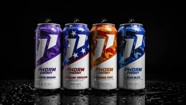 A line-up of Phorm Energy drinks.