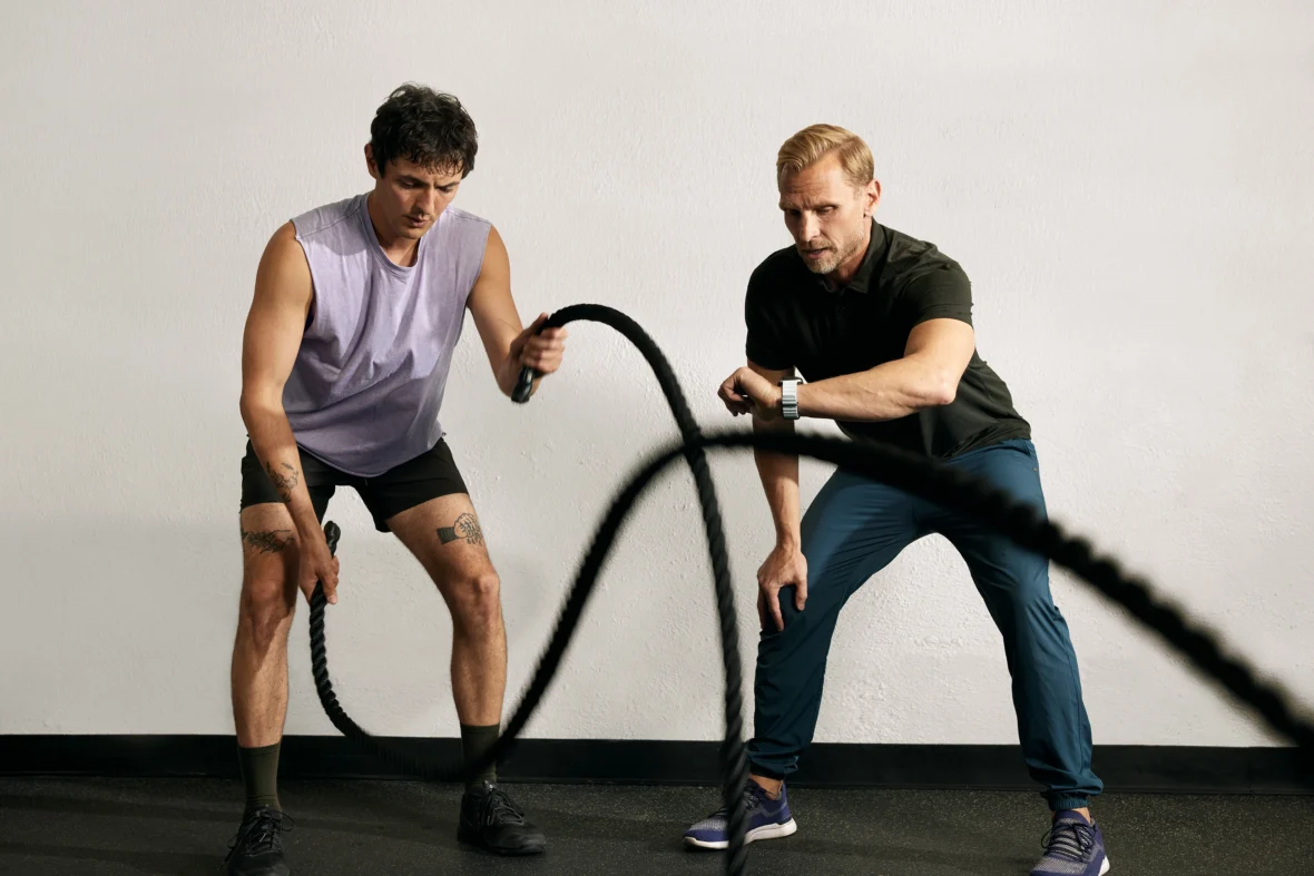 Trainer Steve Jordan with a client