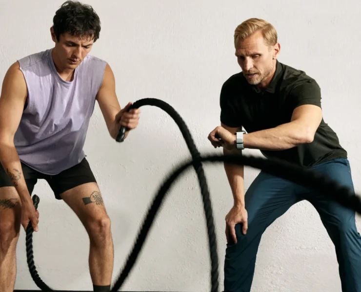 Trainer Steve Jordan with a client