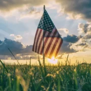 a flag in a field