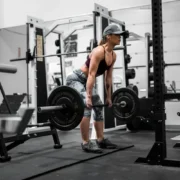 A woman strength training.