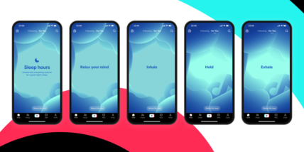 a line-up of cell phones on a TikTok screen