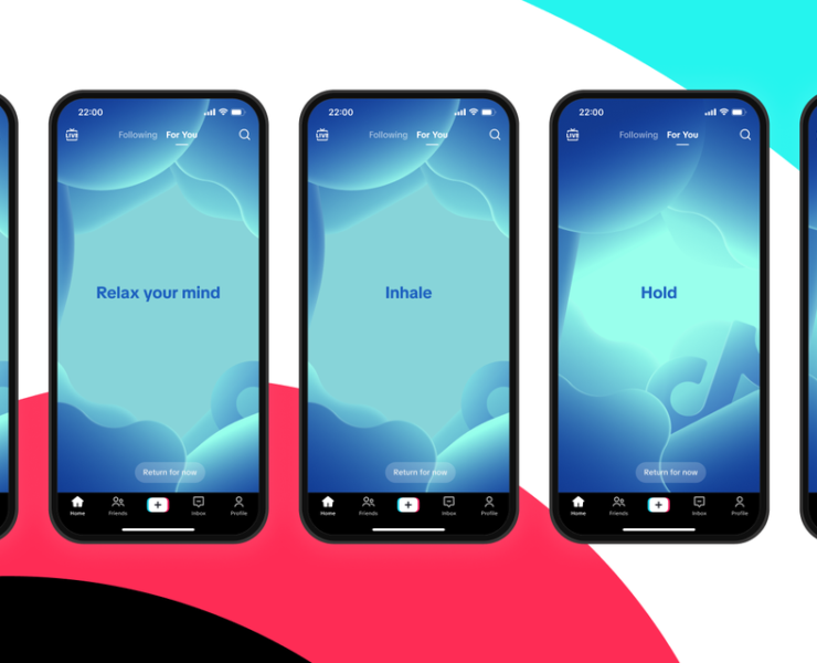 a line-up of cell phones on a TikTok screen