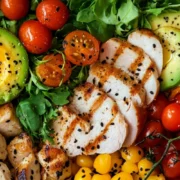 A plate of healthy and colorful food.