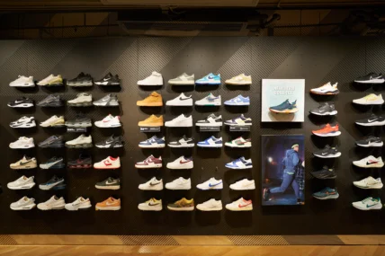 A display of Nike sneakers.