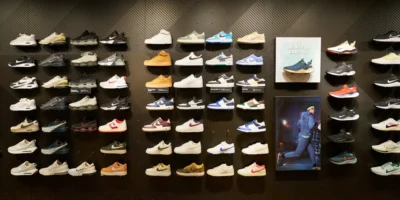 A display of Nike sneakers.