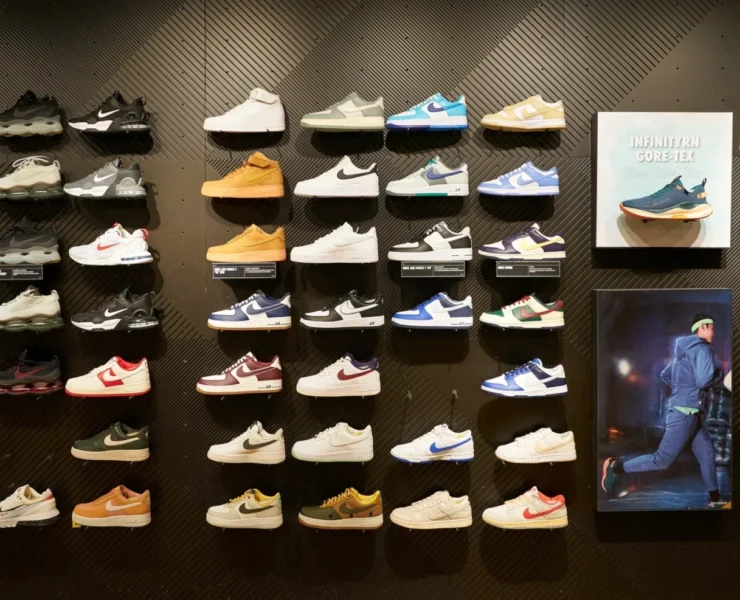 A display of Nike sneakers.