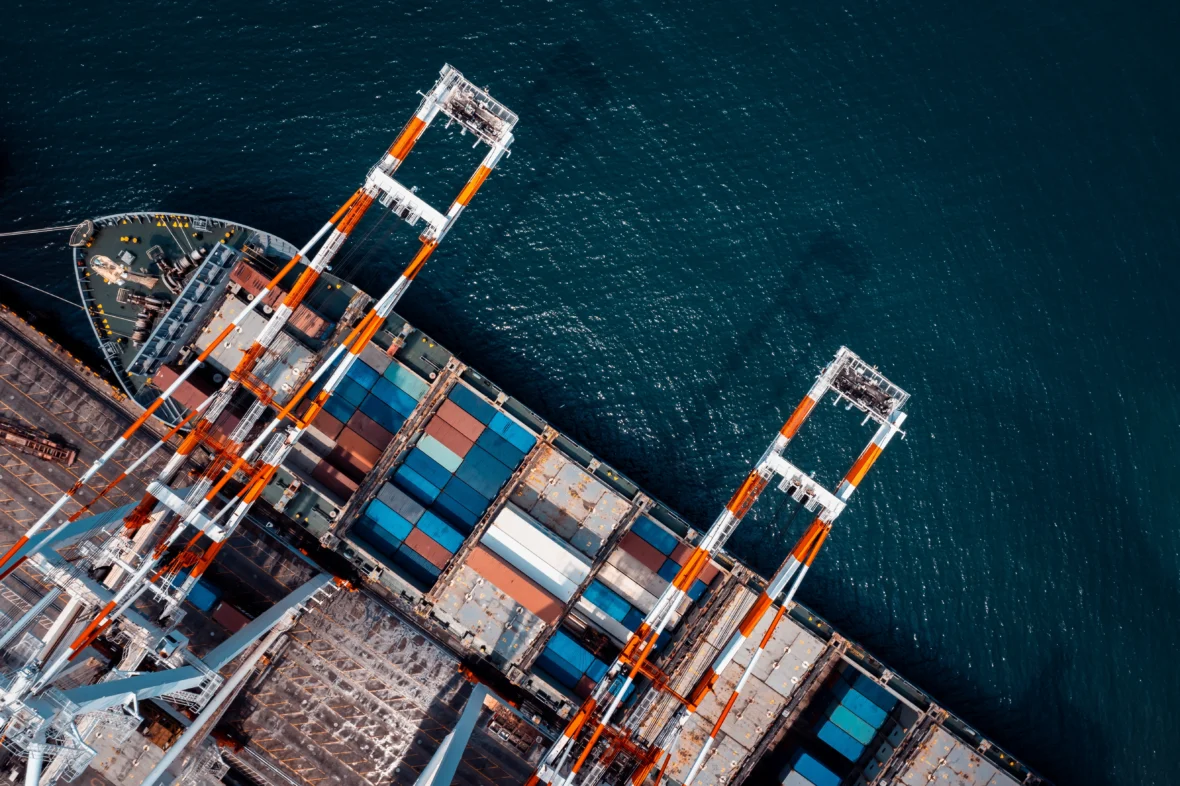 shipping containers at a port