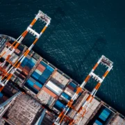 shipping containers at a port