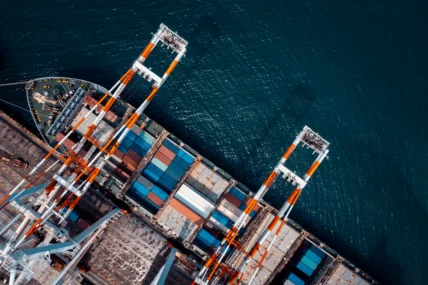 shipping containers at a port