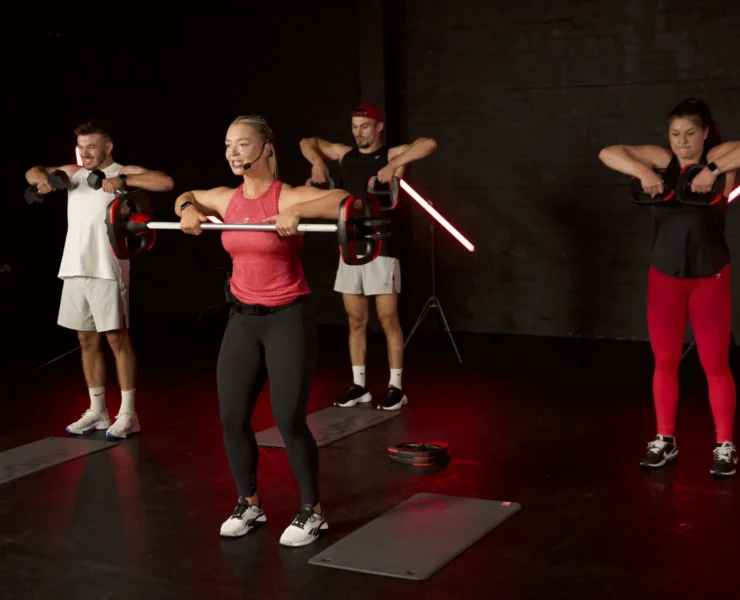 People working out in class