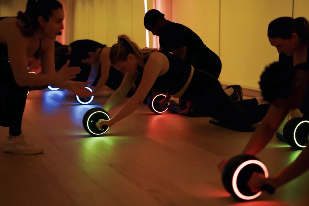 people use ZeroWheels inside a fitness studio